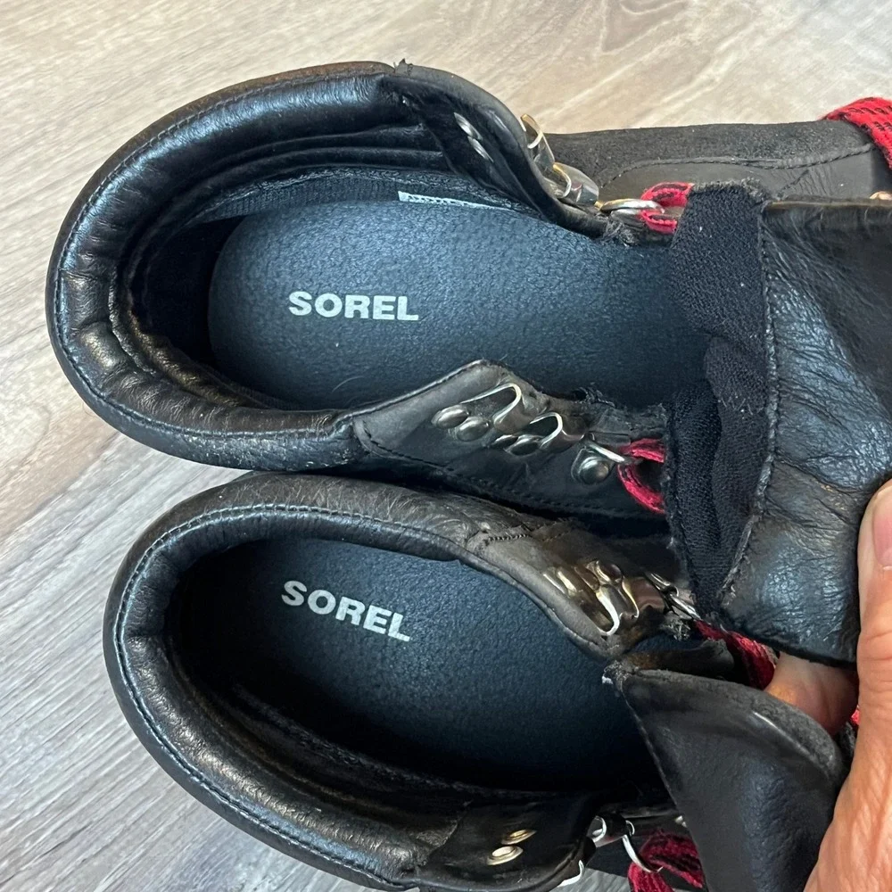 Sorel Ainsley Conquest Black Combat Waterproof Leather Hiking Boot NL3091-010 10
